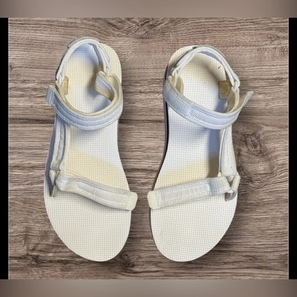 TEVA FLATFORM UNIVERSAL MESH PRINT BRIGHT WHITE WOMEN'S SANDALS SIZE US 10